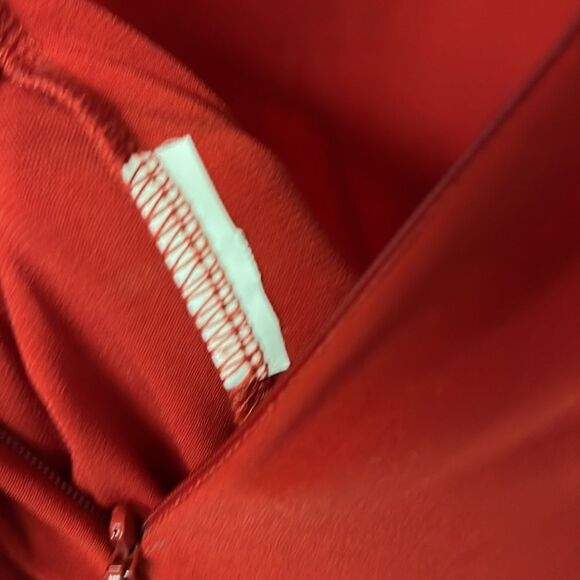 Bebe Red V-Neck Sleeveless Ruffled Wide Leg Back Zip-Up Jumpsuit- Size 6 - Picture 15 of 16